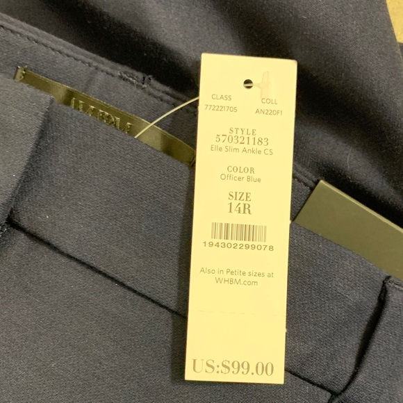 White House Black Market ELLE Slim Ankle Comfort Stretch Navy Women's Trousers - Picture 5 of 10